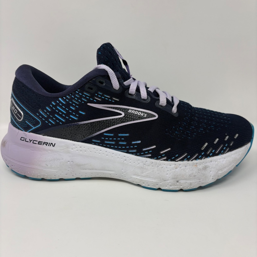 Brooks Glycerin 20 Womens Size 7 Navy Purple White Running Shoes (1203691B499)